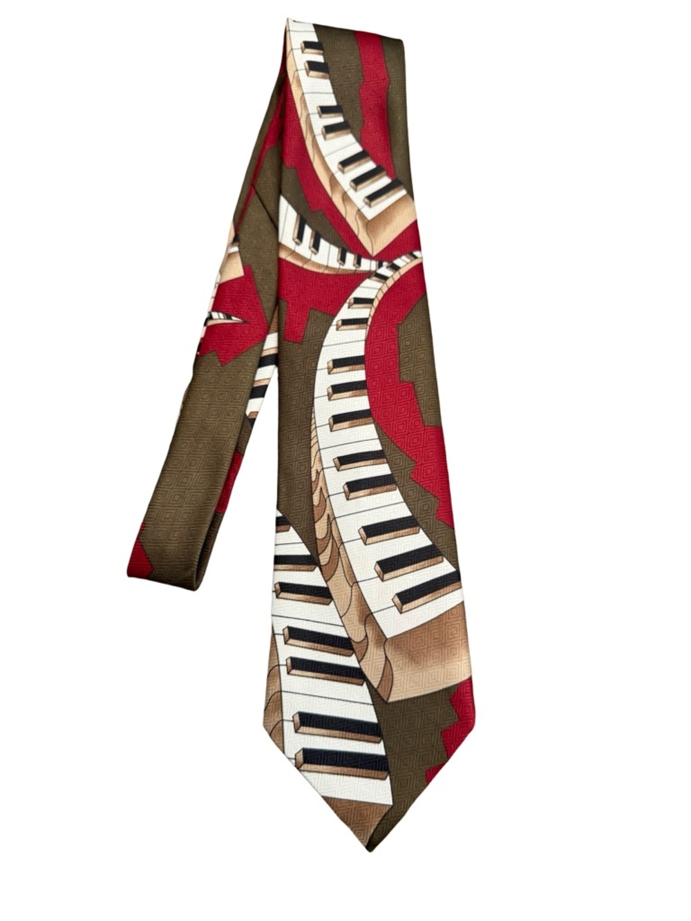 Vintage A Rogers Piano Keyboard II Novelty Tie 4” Wide Music Theme Korea